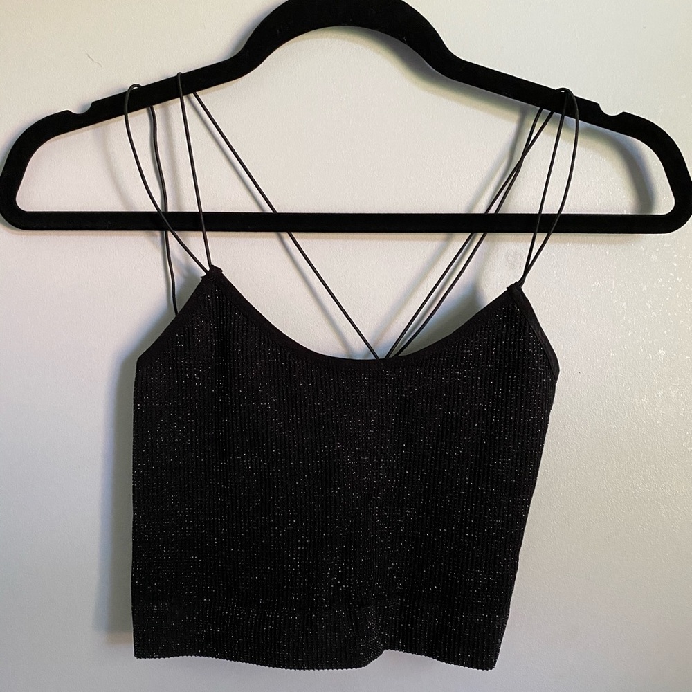 Black sparkly thin strap Urban Outfitters tank ✨